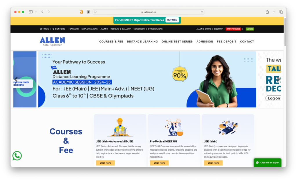 Allen Career Institute - top coaching institute for IIT-JEE.