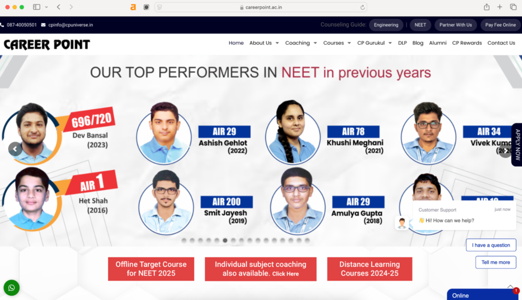 Career Point is one of the top most NEET coaching institutes in India.