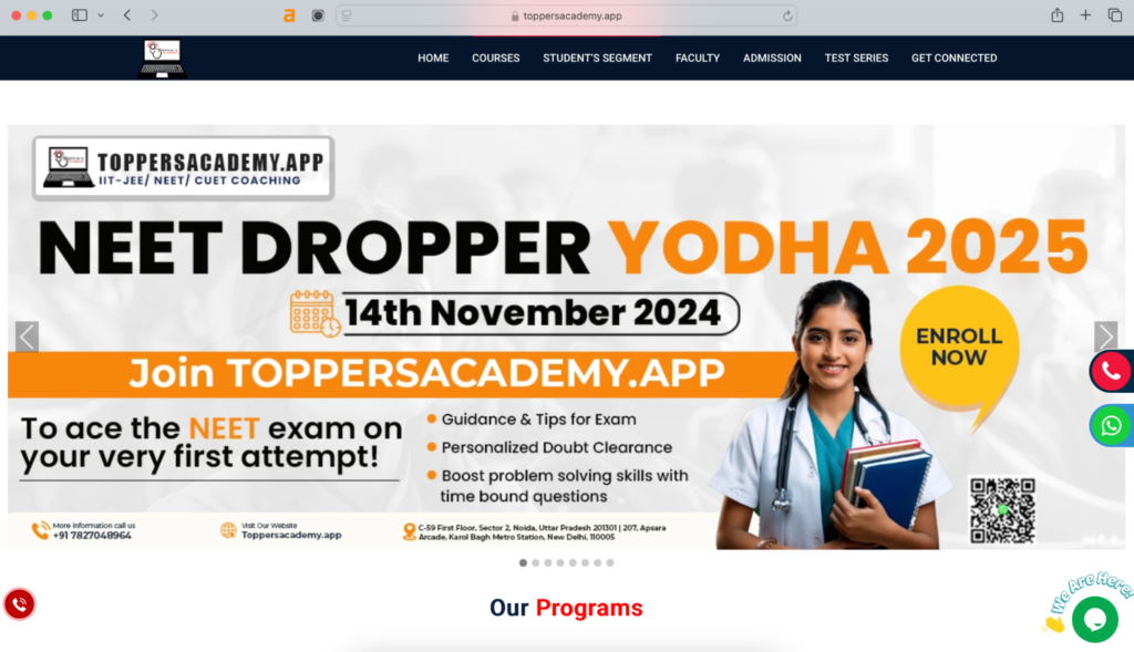 Toppers Academy is one of the top neet coaching institutes in India.