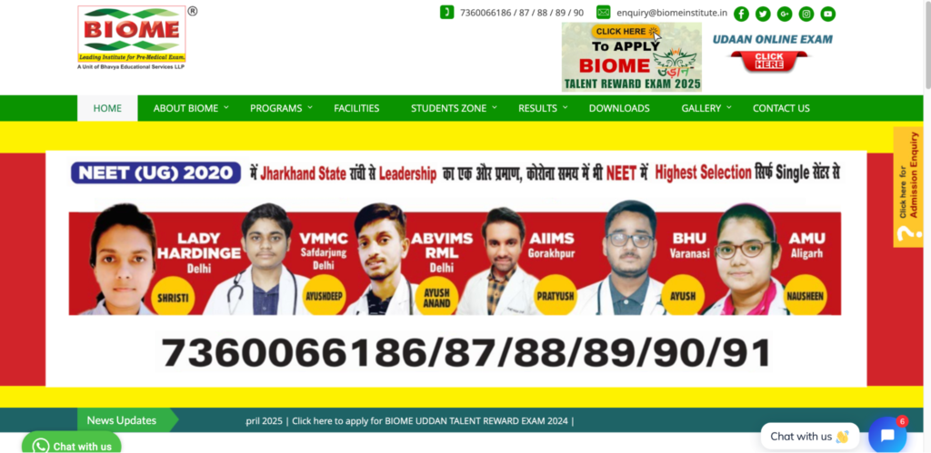 BIOME Institute - one of the best coaching institutes for NEET preparation in Ranchi.