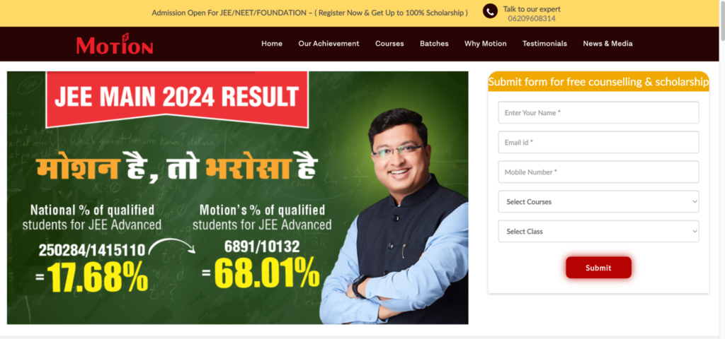 Motion Education - one of the top 10 coaching institutes for IIT JEE in Ranchi.