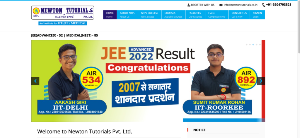 Newton Tutorials - one of the best coaching for NEET in Ranchi.