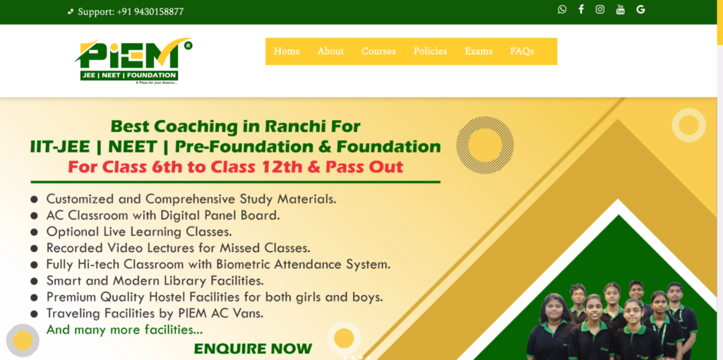 PIEM is one of the best NEET coaching institutes in Ranchi.