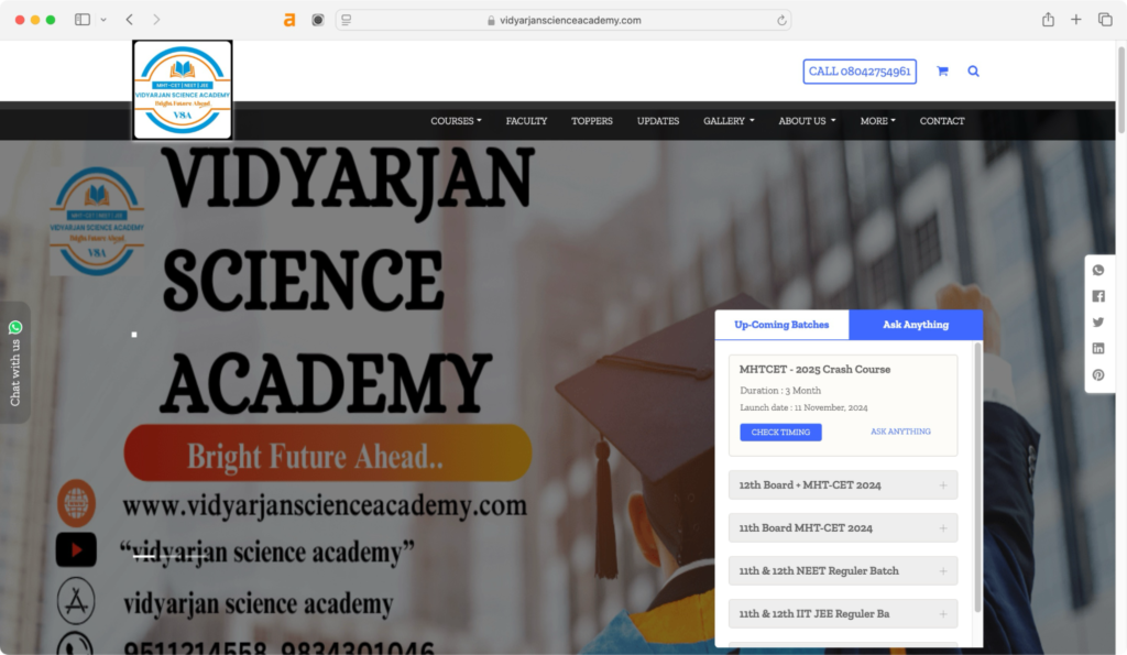 Vidyarjan Science Academy is one of the best coaching for JEE in Pune.