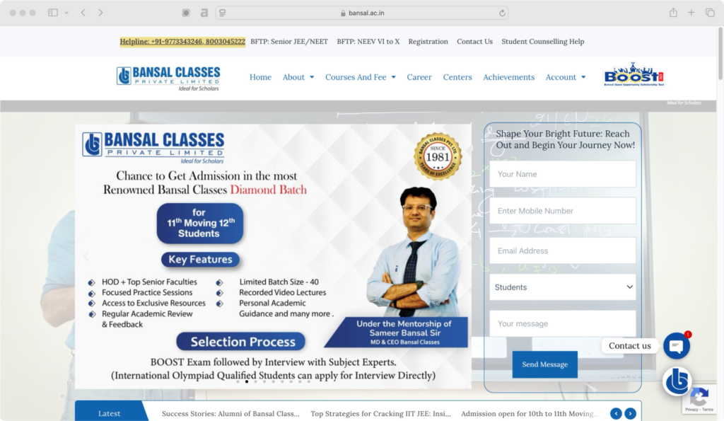 Bansal Classes - top 10 coaching institute in Ahmednagar for NEET.