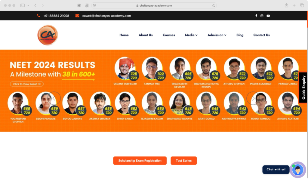 Chaitanya's Academy is one of the best coaching institutes in India for NEET.