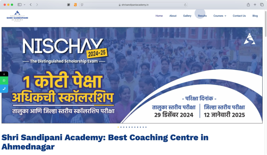 Shri Sandipani Academy - one of the best coaching institutes for IIT JEE preparation in Ahilyanagar.