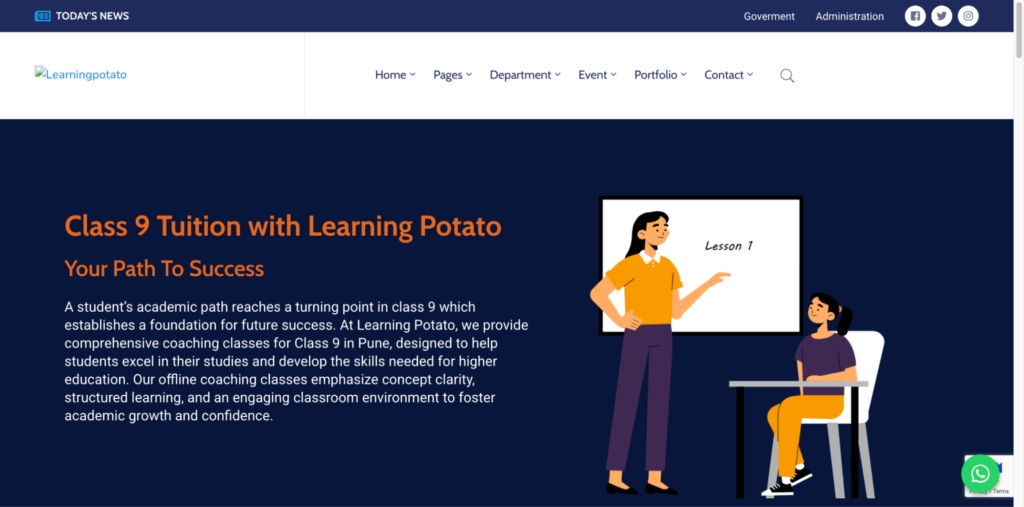 Learning Potato offers coaching classes in Pune for 9th and 10th students.