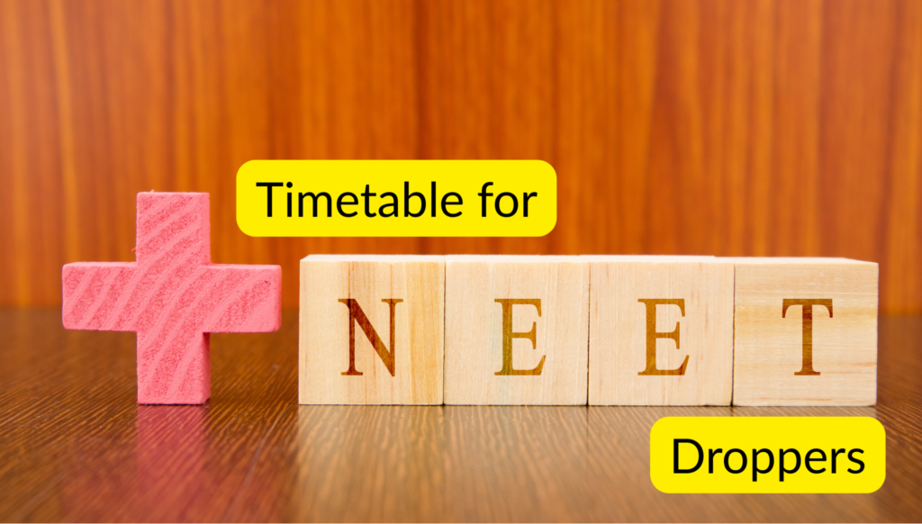 NEET dropper timetable showing a focused daily routine with revision and mock tests.