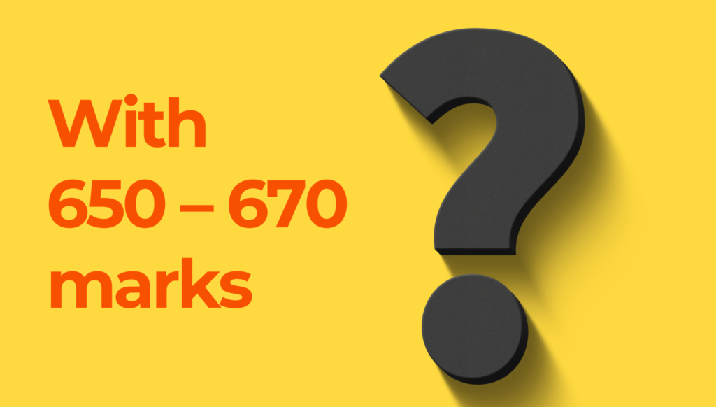 NEET score range of 650 to 670 marks showing safe chances for government medical college admission.