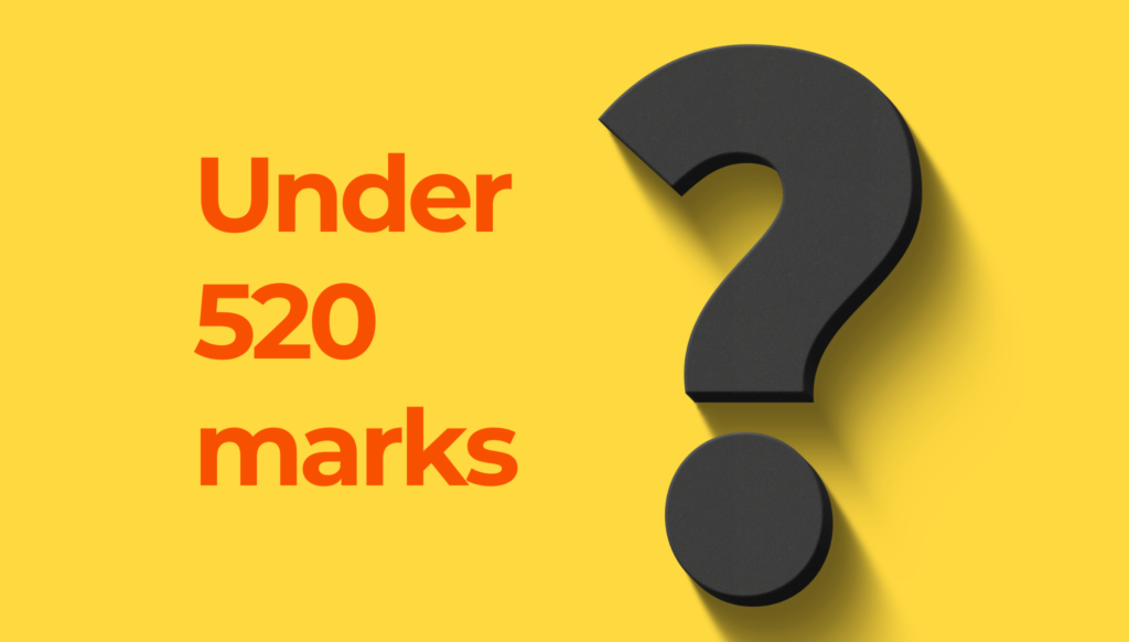 NEET under 520 marks showing limited chances for government medical college admission and alternative options.