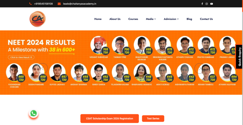 Chaitanya’s Academy is India's best coaching institute for NEET preparation.