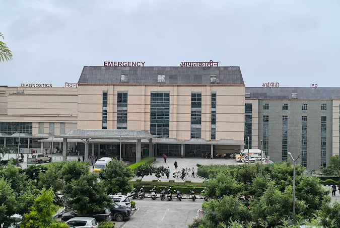 AIIMS Bilaspur campus in Himachal Pradesh, located in a hilly region of India.