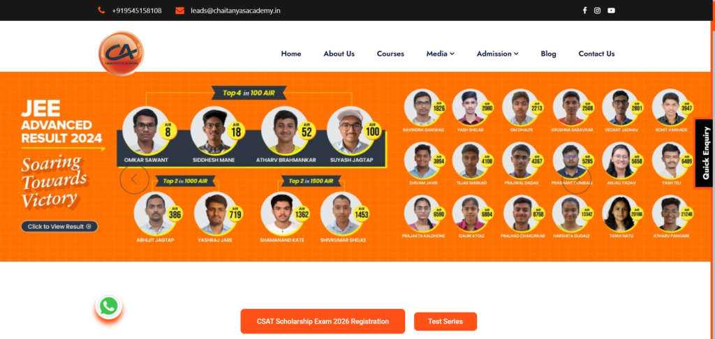 Chaitanyas Academy is one of the best coaching institutes in India.