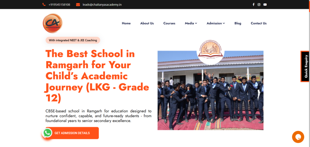 Chaitanya International School campus in Ramgarh, known as one of the best schools in Bihar for CBSE education.