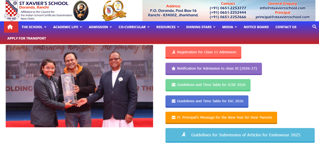 St. Xavier’s School Doranda Ranchi is a prestigious ICSE school in Jharkhand.