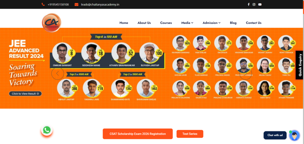 Chaitanyas Academy is one of the best coaching institutes in India.