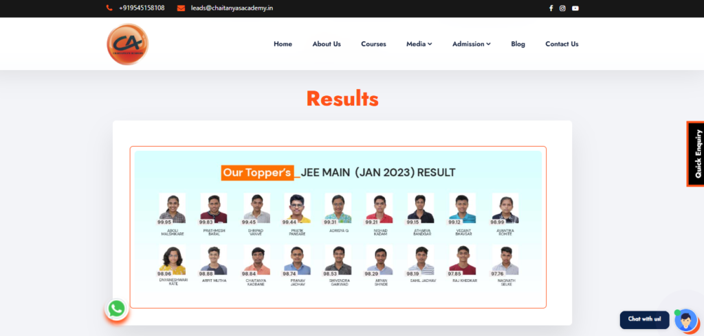 Students preparing for JEE at Chaitanya's Academy to get into top private engineering colleges in India.