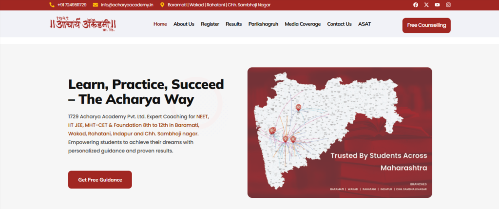 1729 Acharya Academy IIT JEE dropper batch in Baramati with smart learning tools.