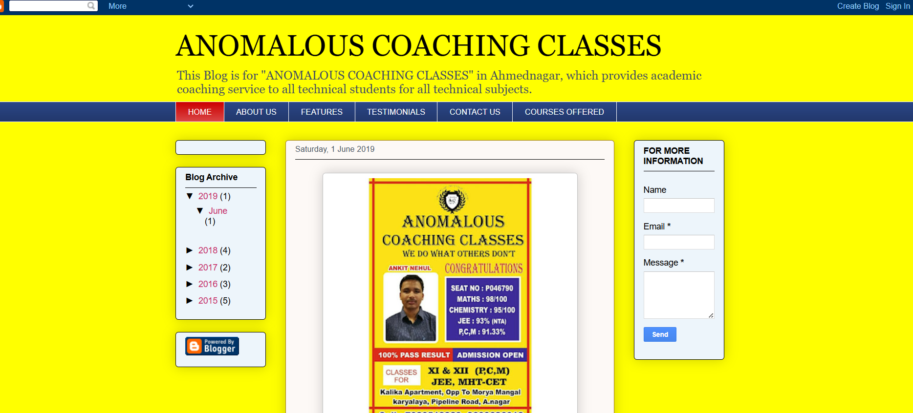 Anomalous Coaching Classes for class 12 science coaching in Ahilyanagar. 