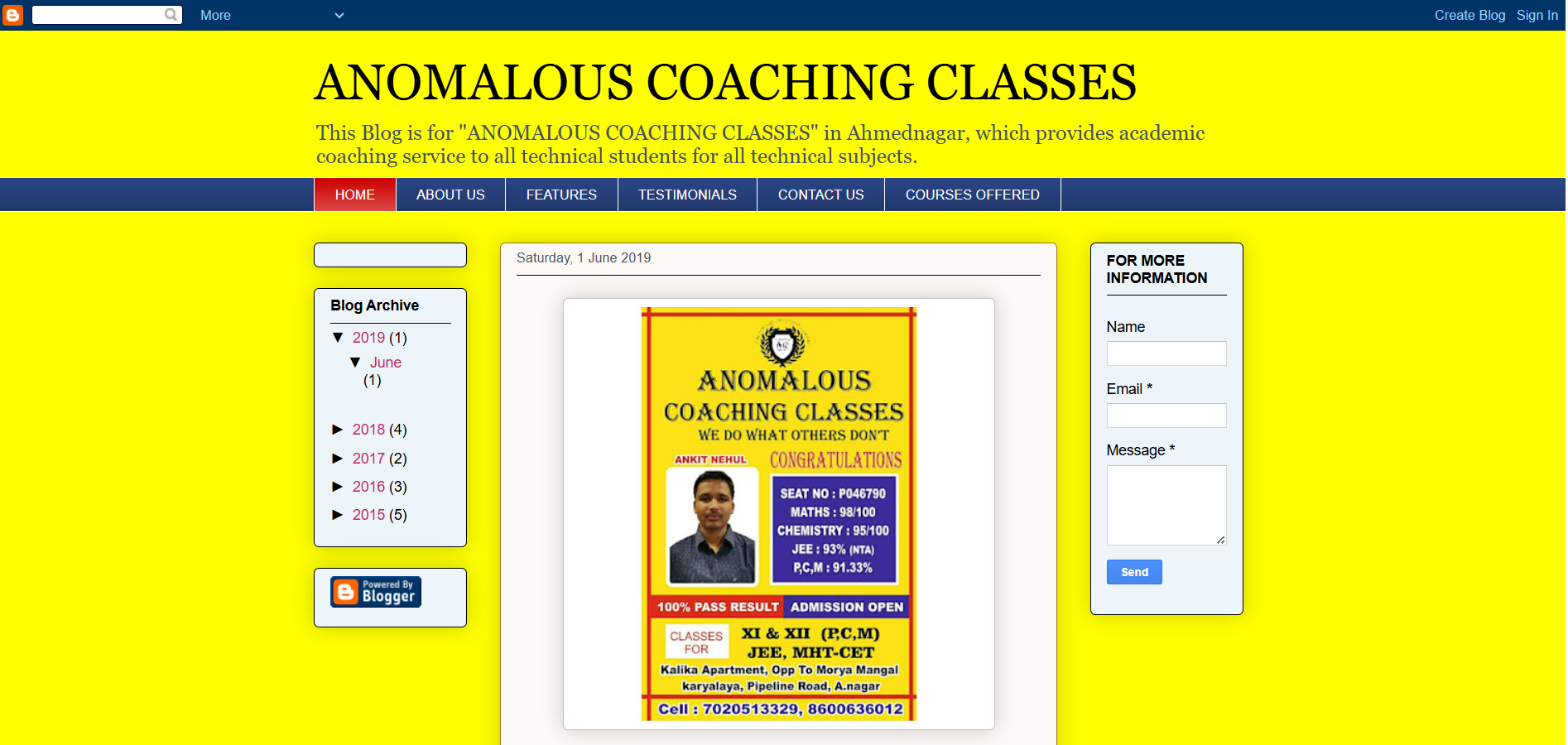 ANOMALOUS coaching institute for IIT JEE droppers. 