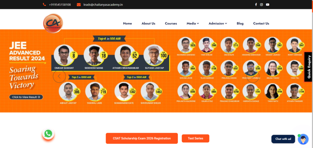 Students preparing for IIT JEE with personalized guidance at Chaitanya’s Academy in dropper batch classes.