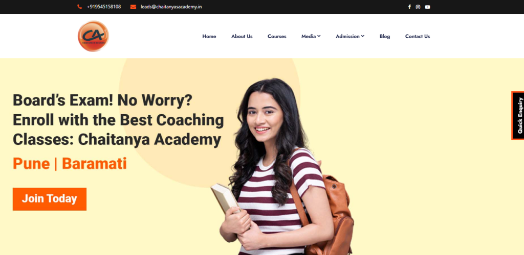 Chaitanya’s Academy class 12 science coaching for NEET and JEE students in Pune.