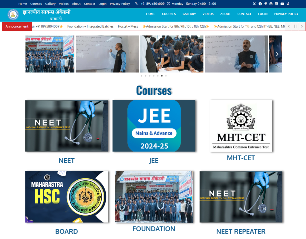 Dnyanjyot Science Academy IIT JEE coaching institute in Baramati for droppers.