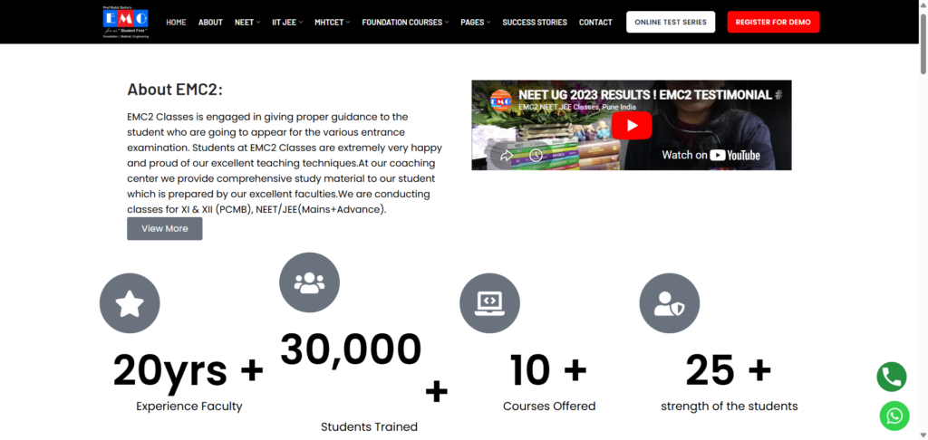 EMC2 NEET JEE Classes offer dropper coaching with small batches, mentoring, and test series support.