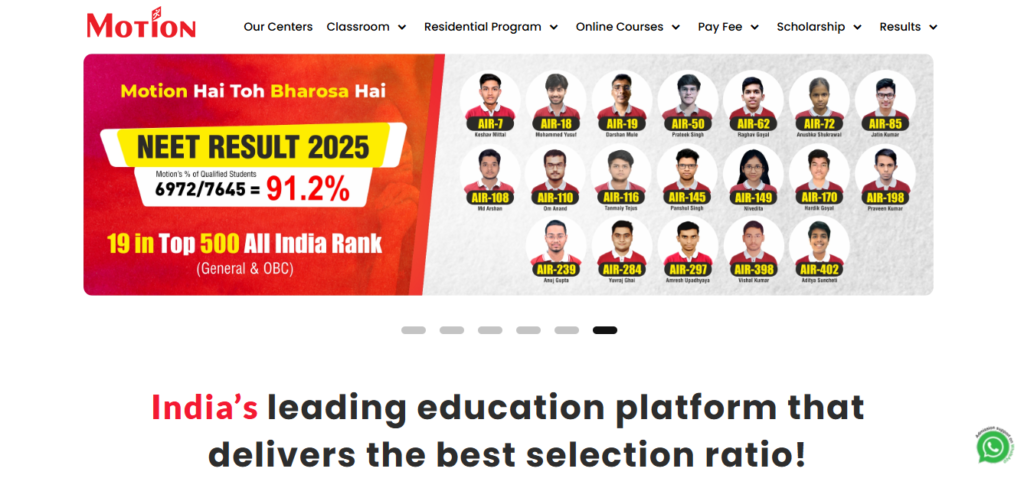 NEET aspirants solve mock tests and practice questions in Motion Education’s classroom. 