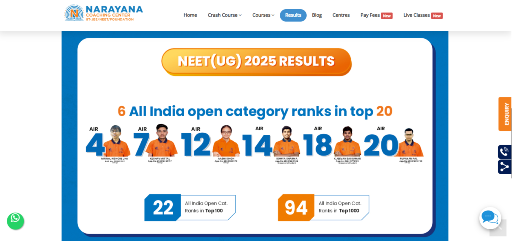 Narayana Coaching Center for NEET dropper classes in Ranchi.