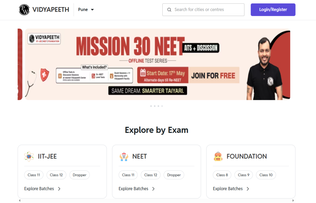 Physics Wallah online coaching for class 12 science students preparing for NEET and JEE in Pune.