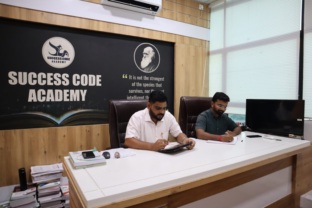 NEET repeaters attending classroom coaching at Success Code Academy and performance review sessions.