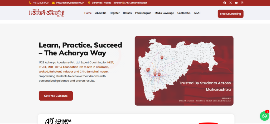 Acharya Academy offers class 11 science coaching in Pune for science students. 