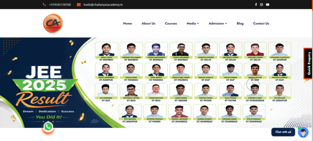 Chaitanya’s Academy for NEET and JEE coaching classes in Ahilyanagar. 