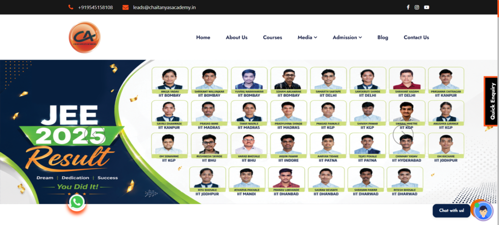 Chaitanya’s Academy for best coaching classes in Baramati for Class 11 science.