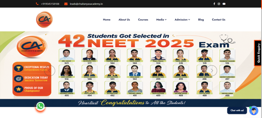 Chaitanya’s Academy for disciplined NEET and JEE preparation in Baramati.