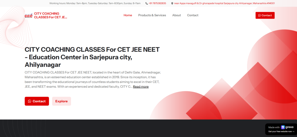 CITY COACHING CLASSES provides 11th science coaching classes in Ahilyanagar.