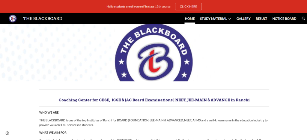 Students attending board and NEET/JEE preparation classes at THE BLACKBOARD in Ranchi.