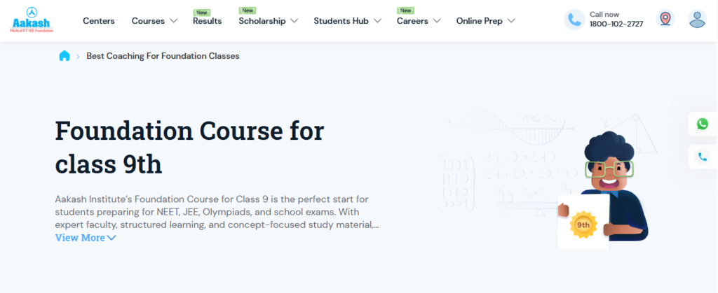 Aakash Institute JEE foundation coaching for Class 8, 9, and 10 students in Pune.