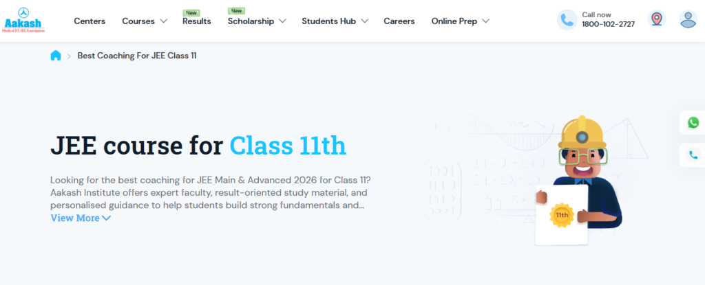 Aakash Institute class 11 NEET coaching in Ranchi. 