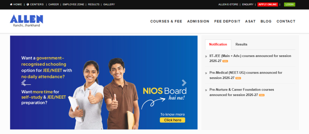 ALLEN Career Institute JEE coaching classes in Ranchi for class 11 students.