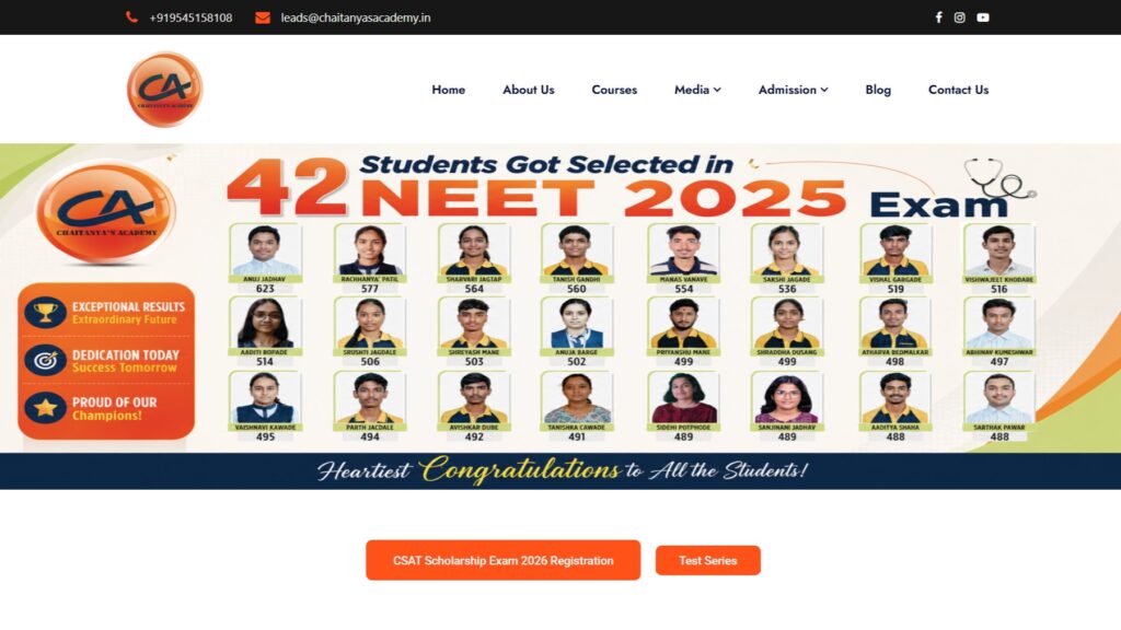Chaitanya’s Academy NEET foundation coaching for Class 8, 9, and 10 students in Pune.