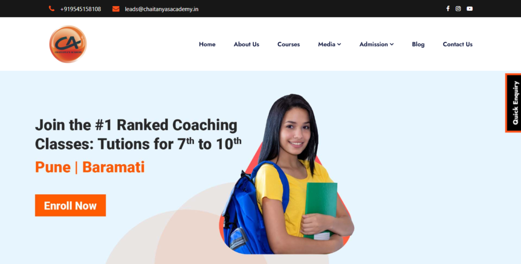 Students attending foundation coaching classes at Chaitanya’s Academy, one of the best foundation coaching classes in Pune for Class 8, 9, and 10.