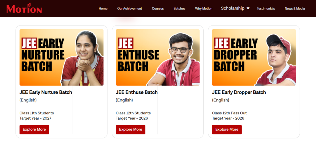 Motion Education class 11 science coaching in Ranchi.