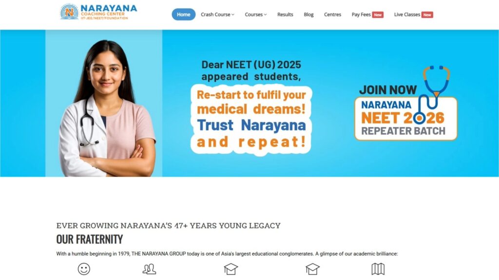 Narayana Educational Institutions NEET foundation coaching for Class 8, 9, and 10 students in Pune.