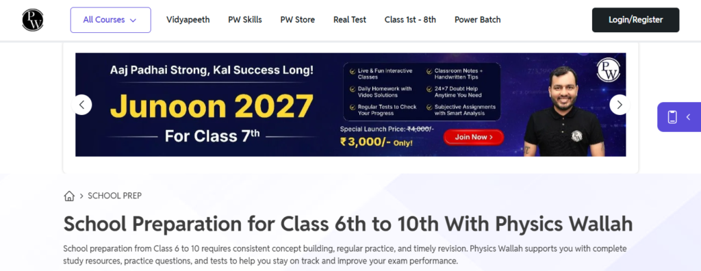 Students enrolled in Physics Wallah’s foundation program for Classes 8 to 10 in Pune.
