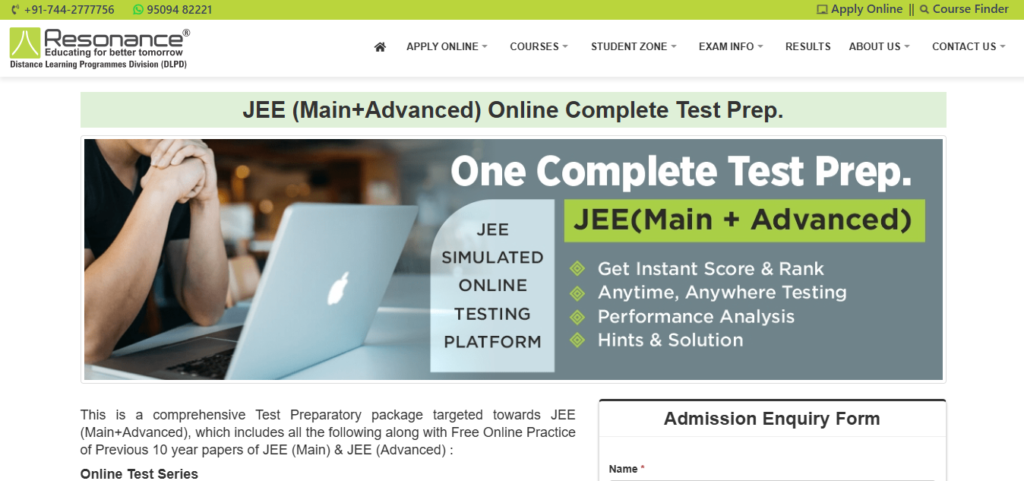 Resonance JEE Main and Advanced test series.
