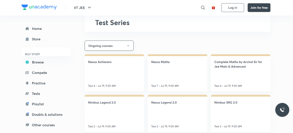 Unacademy JEE Main and Advanced test series.