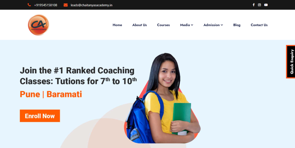 Chaitanya’s Academy offers a strong foundation course for Class 9 students in Ranchi.